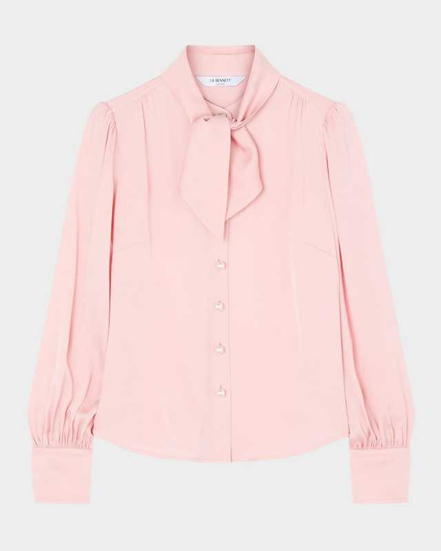 Hall Tie-Neck Crepe Blouse